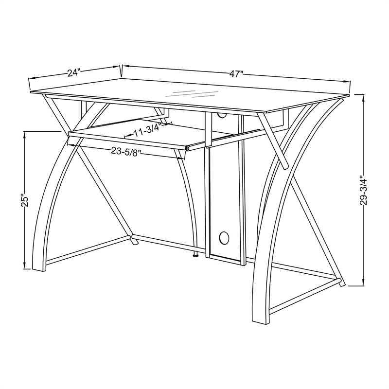 Furniture of America Kyran Contemporary Glass Top Computer Desk in Oak and Black
