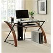 Furniture of America Kyran Contemporary Glass Top Computer Desk in Oak and Black