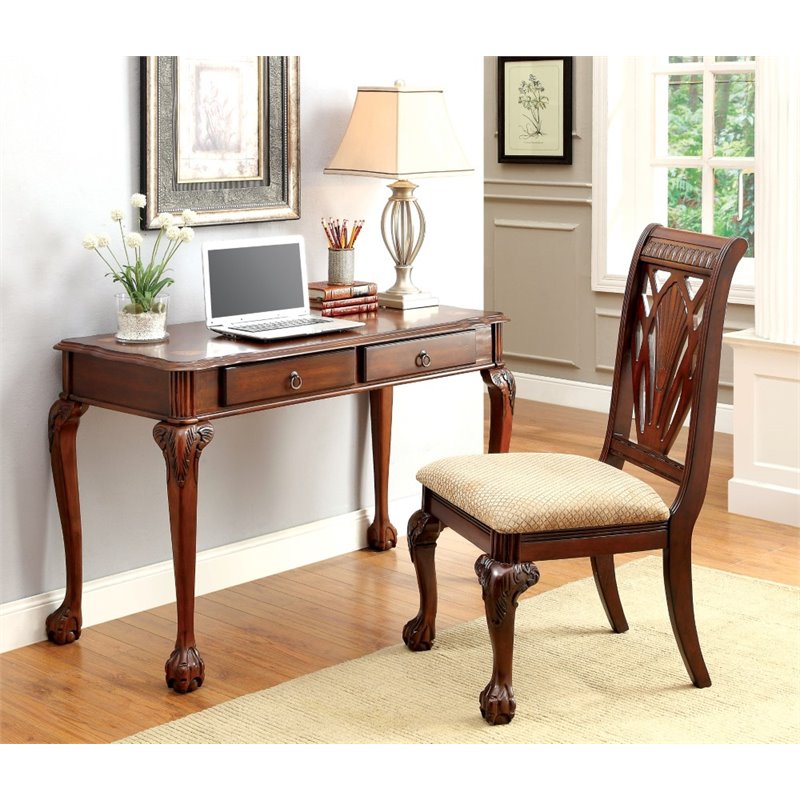 Furniture of America Writing Desk and Chair Set in Cherry IDF