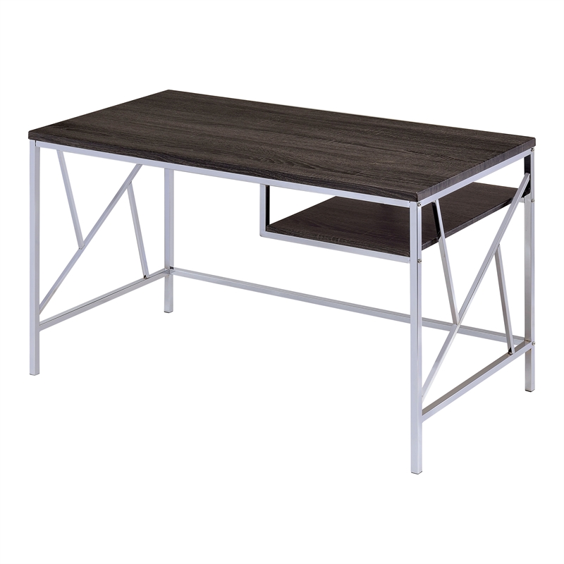 Furniture of America Cuyler Modern Metal Writing Desk in Chrome