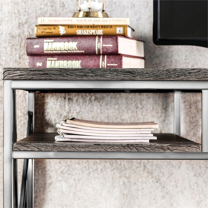 Furniture of America Cuyler Modern Metal Writing Desk in Chrome