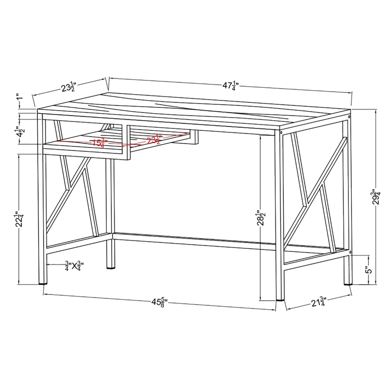 Furniture of America Cuyler Modern Metal Writing Desk in Chrome