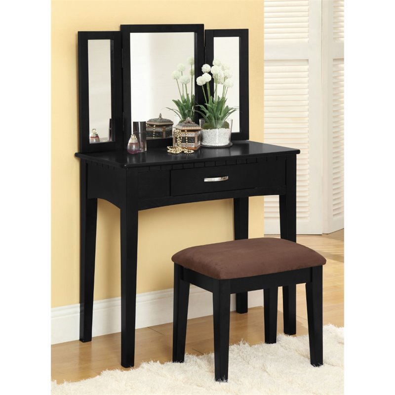 Furniture Of America Isabellina Vanity Set With Stool In Black