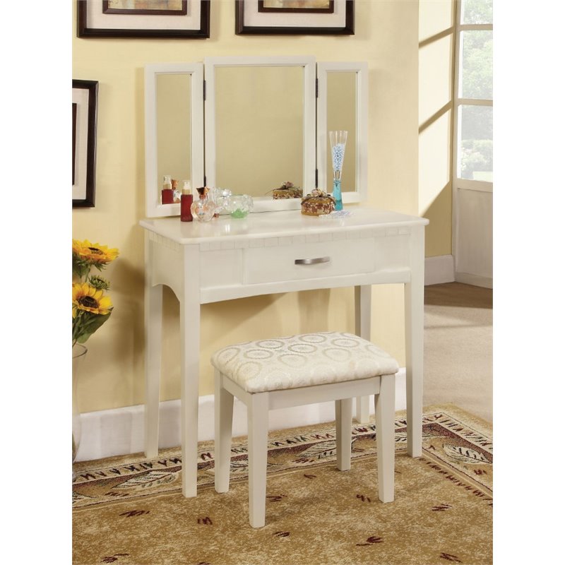 Furniture of America Isabellina Transitional Wood 3Piece Vanity Set in