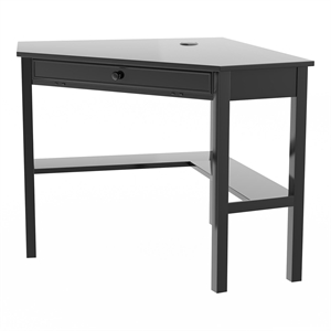 furniture of america jamel wood 1-shelf corner computer desk in black
