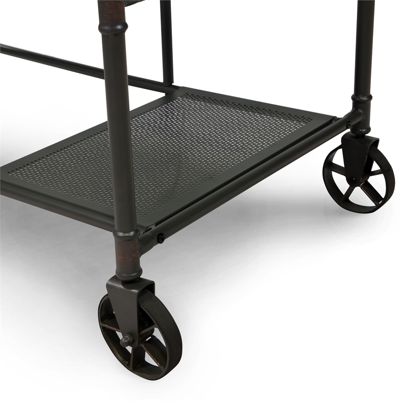 Furniture of America Jonathan Metal Writing Desk with Casters in Antique Black