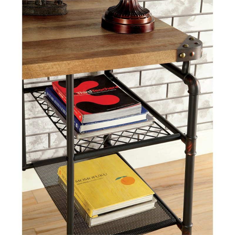 Furniture of America Jonathan Metal Writing Desk with Casters in Antique Black