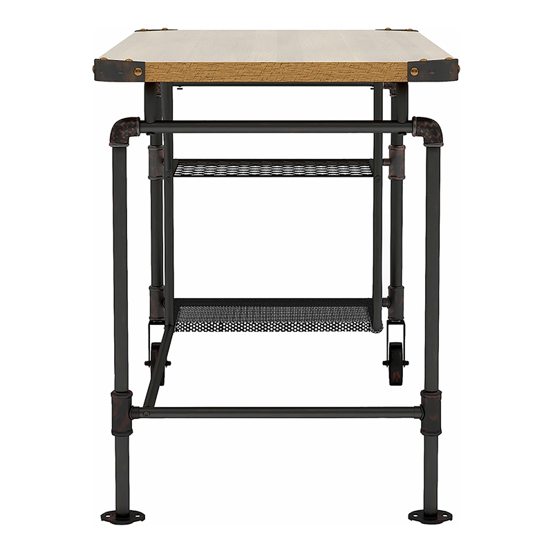 Furniture of America Jonathan Metal Writing Desk with Casters in Antique Black