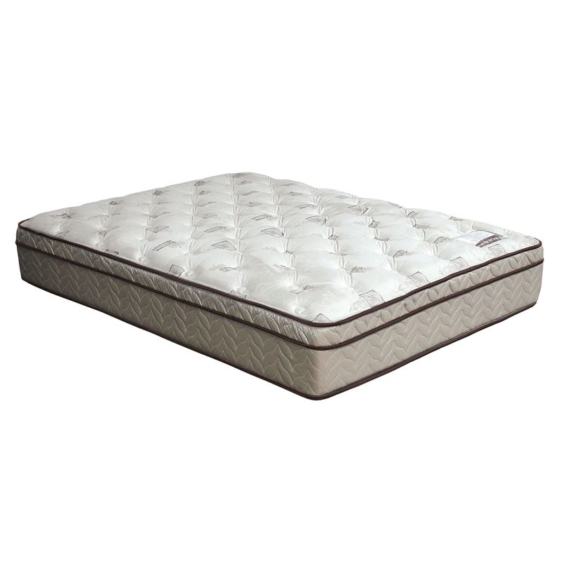 Furniture of America Sandroman Fabric Full Euro Top Coil Mattress in Beige