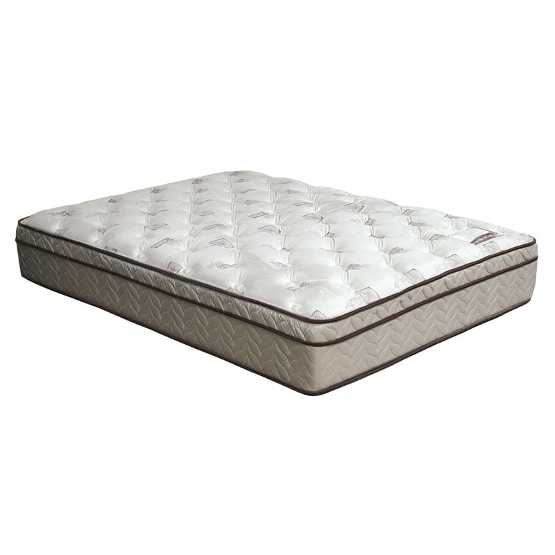 Furniture of America Sandroman Fabric Queen Euro Top Coil Mattress in Beige