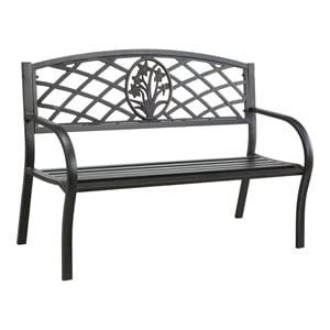 furniture of america palmer metal slatted patio bench in bronze