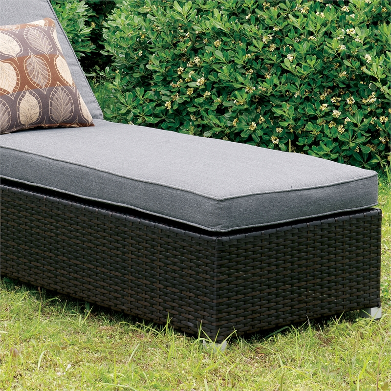 Furniture of America Walker Aluminum Adjustable Patio Chaise Lounge in Gray