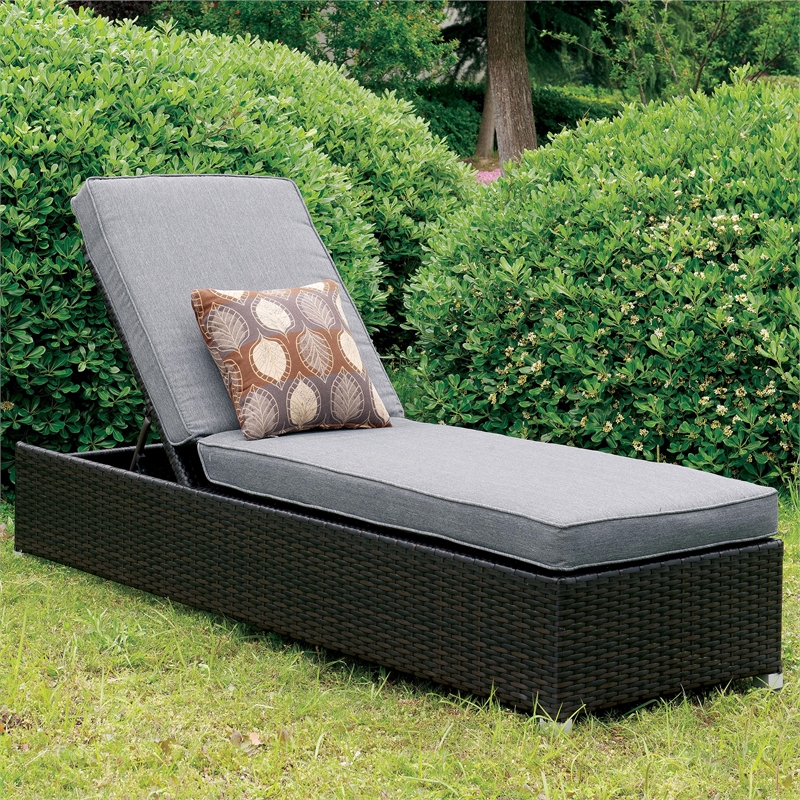 Furniture of America Walker Aluminum Adjustable Patio Chaise Lounge in Gray