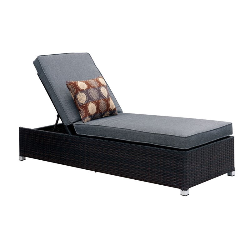 Furniture of America Walker Aluminum Adjustable Patio Chaise Lounge in Gray