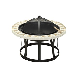 Furniture of America Henri Patio Fire Pit in Black
