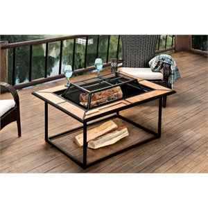 Furniture of America Gene Patio Fire Pit in Black