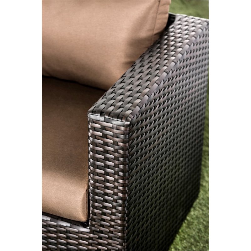Furniture of America Marvin 5-Piece Faux Rattan Patio Sofa Set in Brown