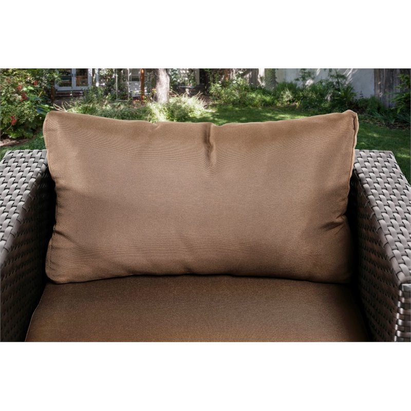 Furniture of America Marvin 5-Piece Faux Rattan Patio Sofa Set in Brown