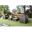 Furniture of America Marvin 5-Piece Faux Rattan Patio Sofa Set in Brown