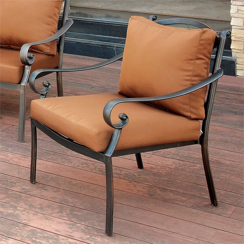 Furniture of America Camille Padded Aluminum Patio Chair in Black and