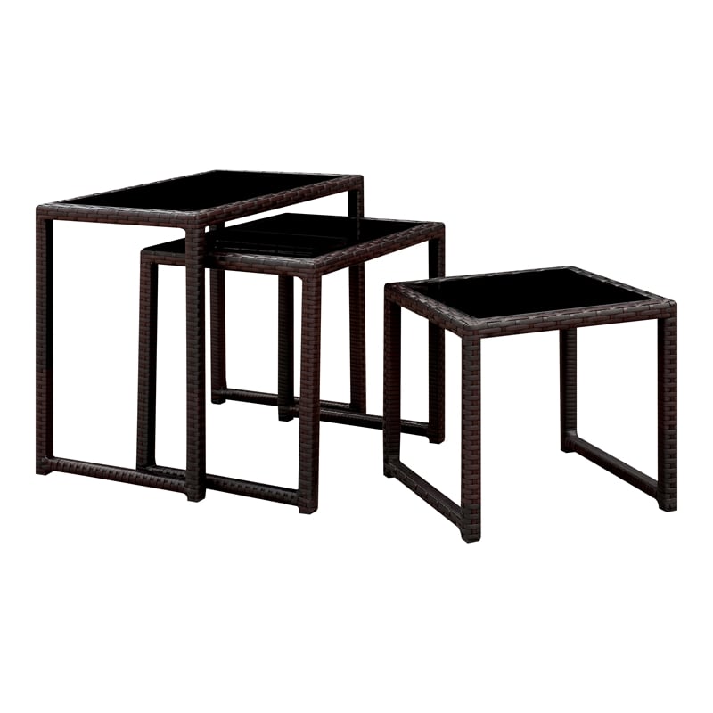 Furniture of America Lodge Aluminum Patio Nesting Table in Espresso