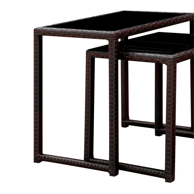 Furniture of America Lodge Aluminum Patio Nesting Table in Espresso