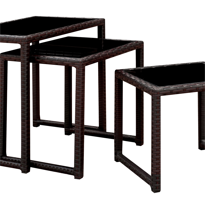 Furniture of America Lodge Aluminum Patio Nesting Table in Espresso