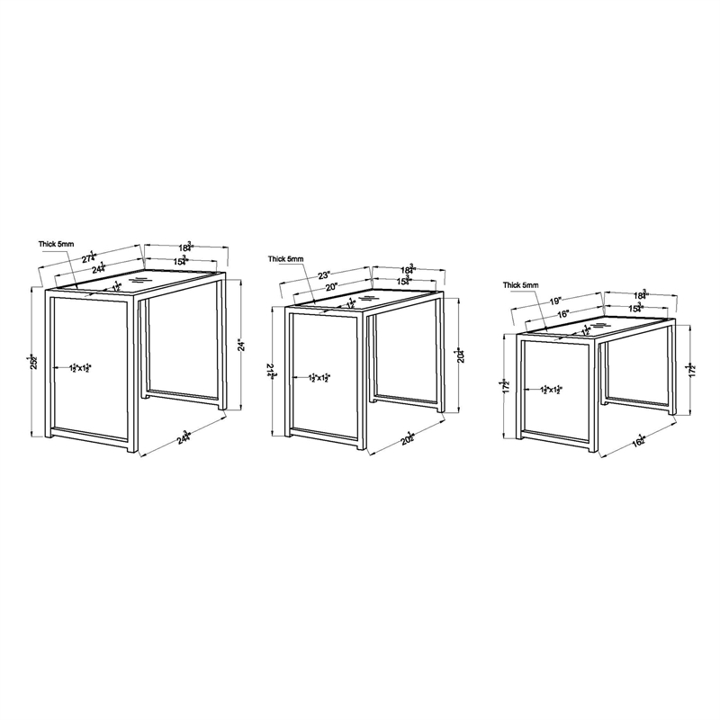 Furniture of America Lodge Aluminum Patio Nesting Table in Espresso