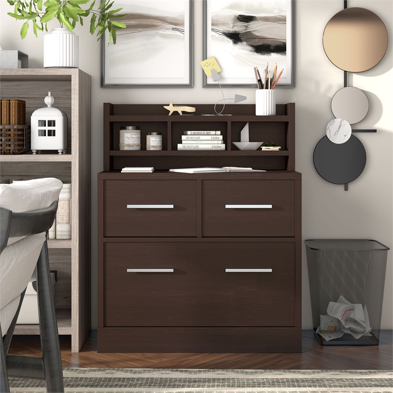 Furniture of America Jonah Wood Multi-Storage Filing Cabinet in Cappuccino