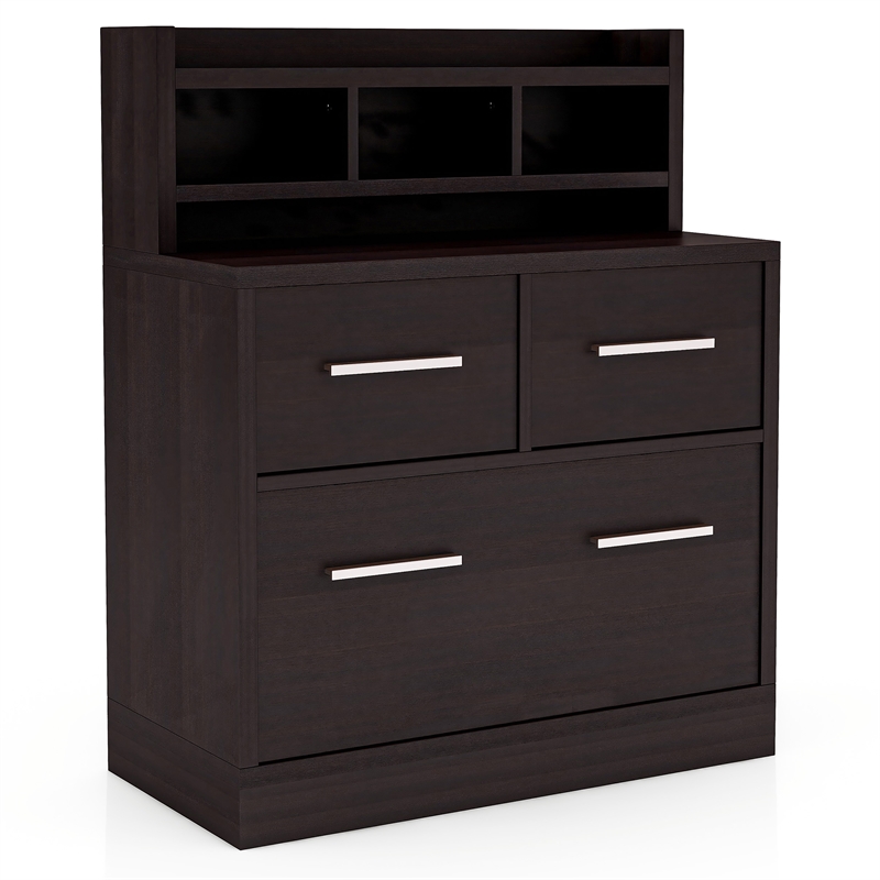 Furniture of America Jonah Wood Multi-Storage Filing Cabinet in Cappuccino