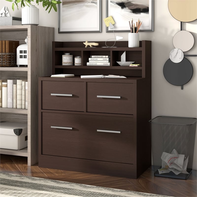 Furniture of America Jonah Wood Multi-Storage Filing Cabinet in Cappuccino