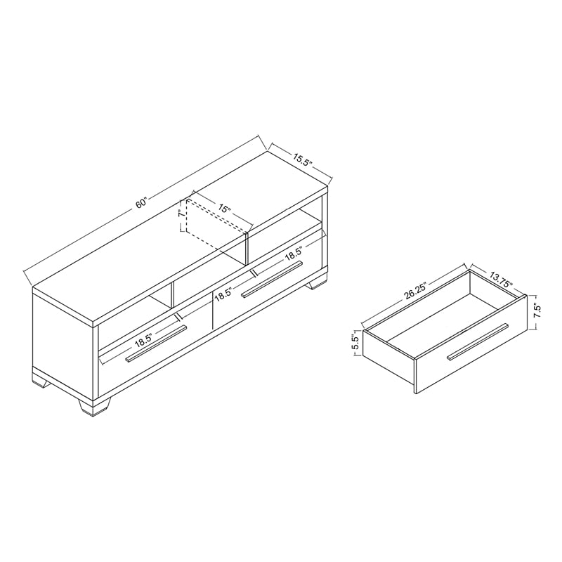 Furniture of America Porcardo Wood 2-Drawer 60
