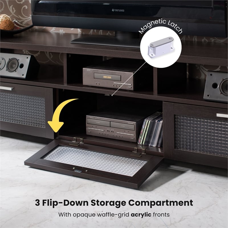 Furniture of America Missie Contemporary Wood Multi-Storage TV Stand in Espresso