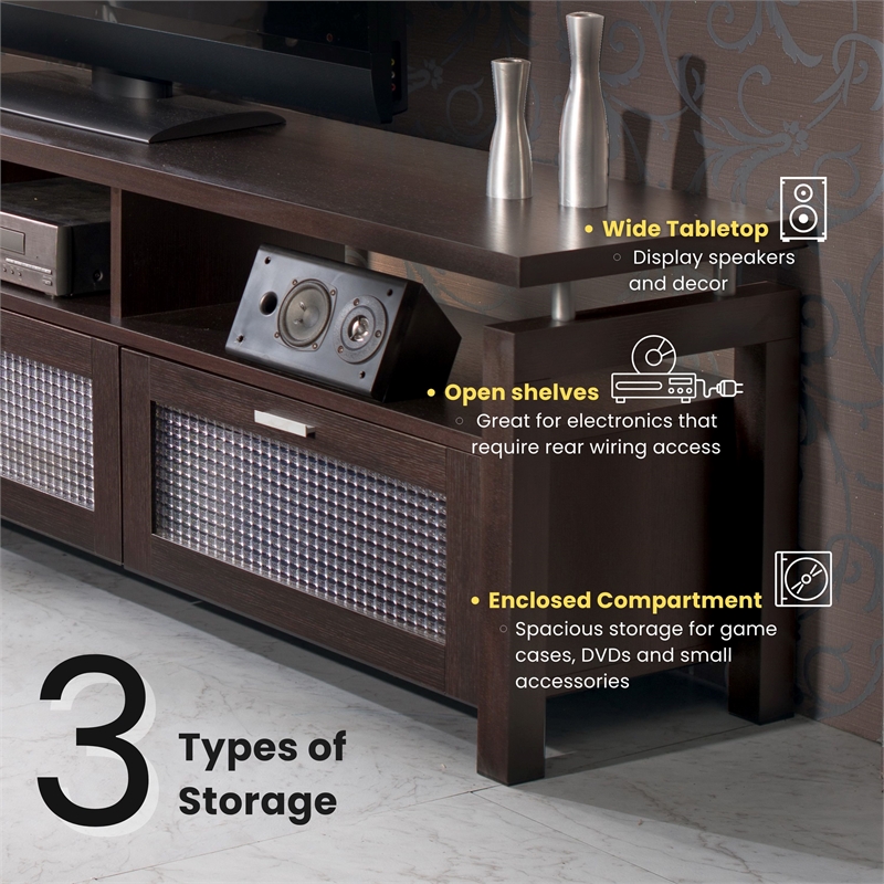 Furniture of America Missie Contemporary Wood Multi-Storage TV Stand in Espresso