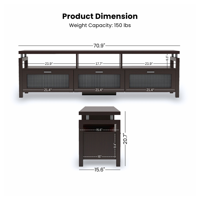 Furniture of America Missie Contemporary Wood Multi-Storage TV Stand in Espresso