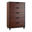Furniture of America Chevy Wood 5-Drawer Chest with Casters in Vintage Walnut