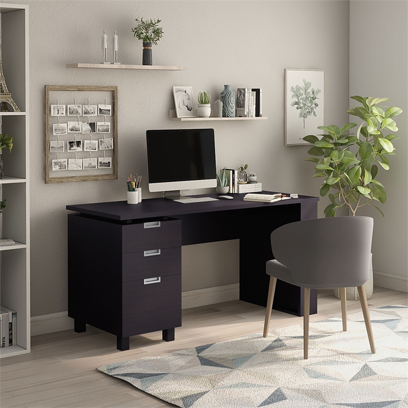 Furniture of America Nickolas Modern Wood 3-Drawer Office Desk in Espresso