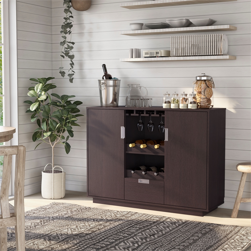 Furniture of America Porter Contemporary Wood Multi-Storage Buffet in Espresso