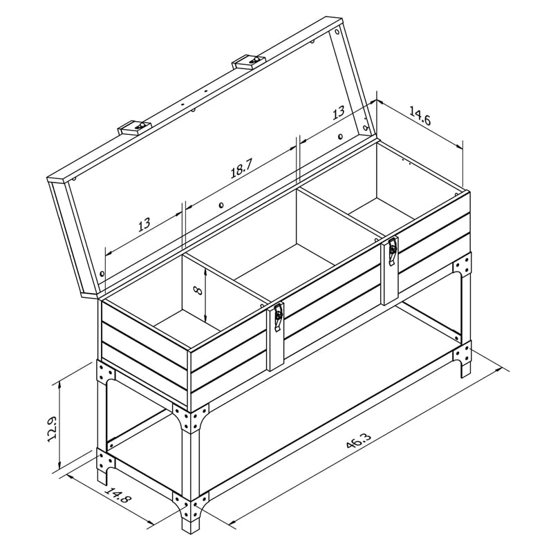 Furniture of America Alda Wood Lift Top Console Table in Vintage Walnut