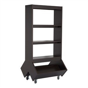 Furniture of America Normand Transitional Wood Bookcase with Casters in Espresso
