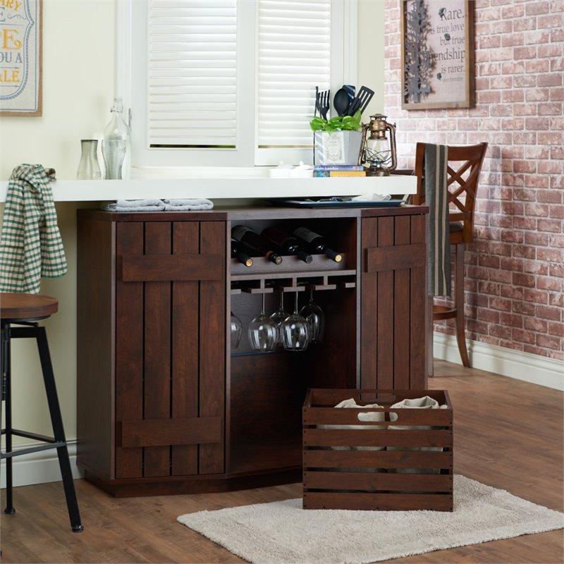 Furniture of America Layfield Wood Multi-Storage Buffet in Vintage Walnut