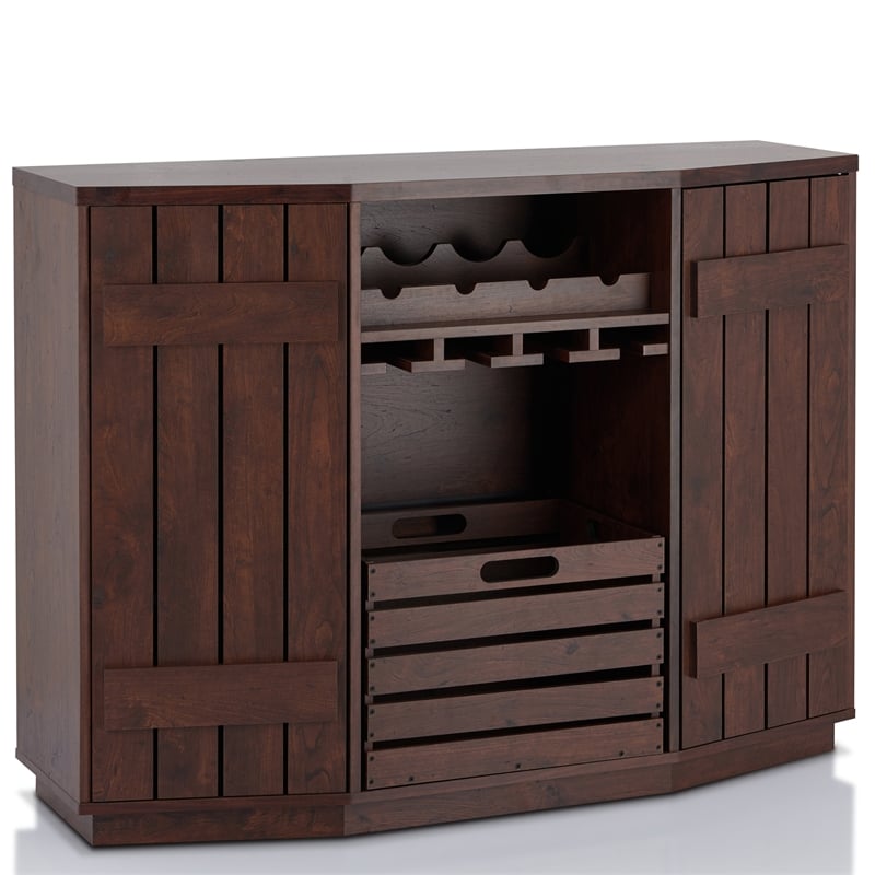 Furniture of America Layfield Wood Multi-Storage Buffet in Vintage Walnut