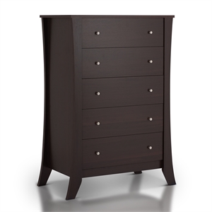 furniture of america arango contemporary wood 5-drawer chest in espresso