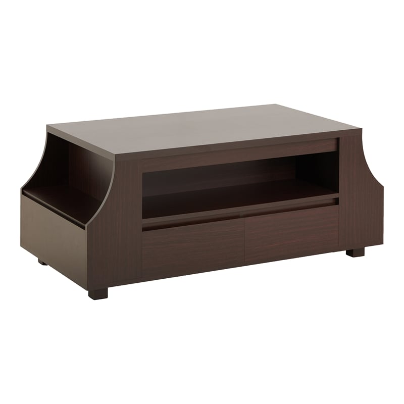 Furniture of America Moshe Modern Wood Coffee Table with Side Storage in Walnut