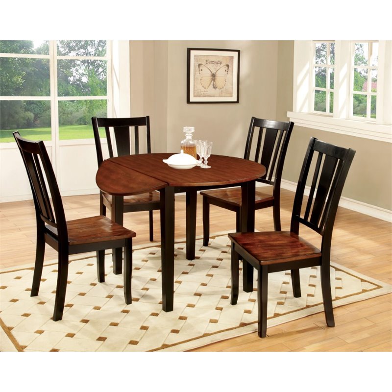 Furniture of America Delila Round Dining Table in Cherry and Black ...