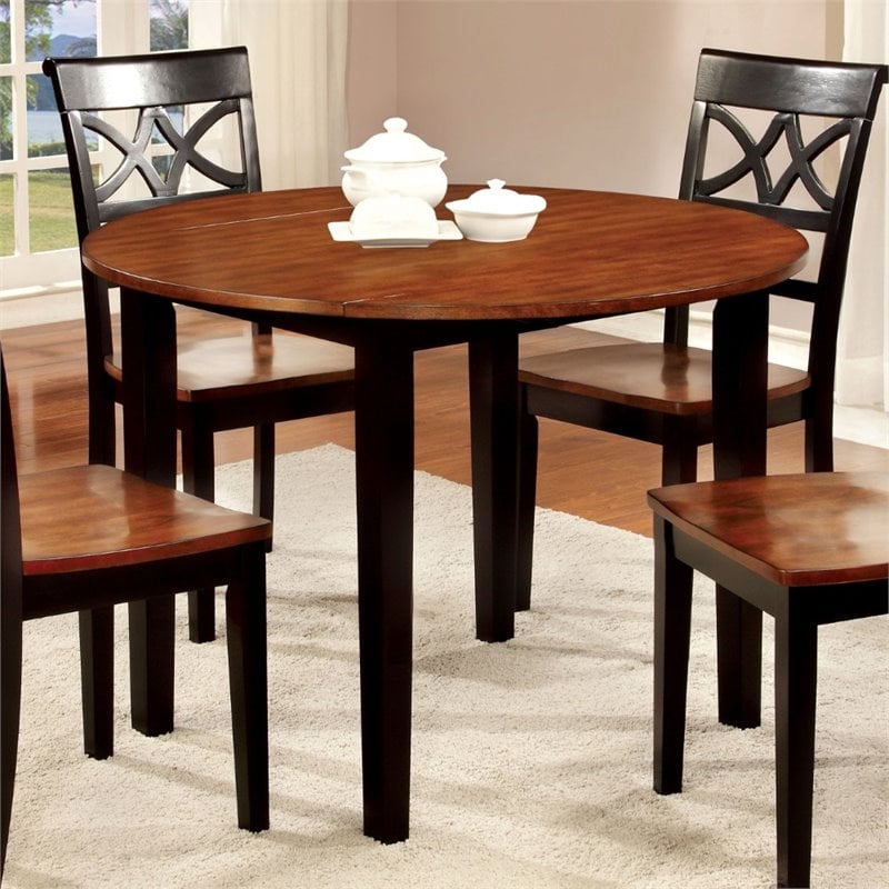 Furniture of America Delila Round Dining Table in Cherry and