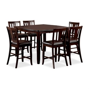 Furniture of America Ellenwood Espresso Wood 7-Piece Counter Height Dining Set