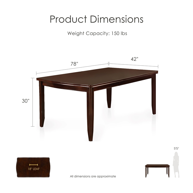 Furniture of America Ellenwood Wood 7-Piece Dining Table Set in Espresso