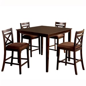 Furniture of America Dien Wood 5-Piece Counter Height Dining Set in Espresso