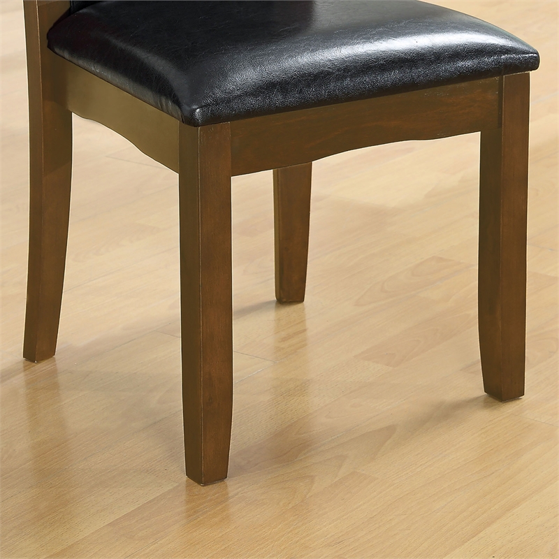 Furniture of America Waverly Faux Leather Side Chair in Brown Cherry (Set of 2)